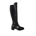 Woman's boot with half zipper in black leather and elastic material heel 4 - Available sizes:  33, 43