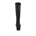 Botas para mujer en piel y material elastico negro con tacon 3 - Tallas disponibles:  33, 34, 42, 43, 45, 47