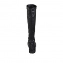 Woman's boot in black leather and elastic material with heel 3 - Available sizes:  33, 34
