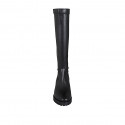 Woman's boot in black leather and elastic material with heel 3 - Available sizes:  33, 34, 42, 43, 45, 47