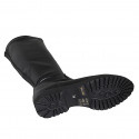 Botas para mujer en piel y material elastico negro con tacon 3 - Tallas disponibles:  33, 34, 42, 43, 45, 47