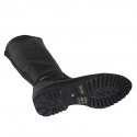Woman's boot in black leather and elastic material with heel 3 - Available sizes:  33, 34