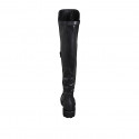 Woman's over-the-knee boot in black leather and elastic material heel 4 - Available sizes:  33, 34, 42, 43