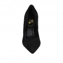 Zapato de salon puntiagudo para mujer en gamuza negra tacon 8 - Tallas disponibles:  32, 33, 34, 43, 44, 45