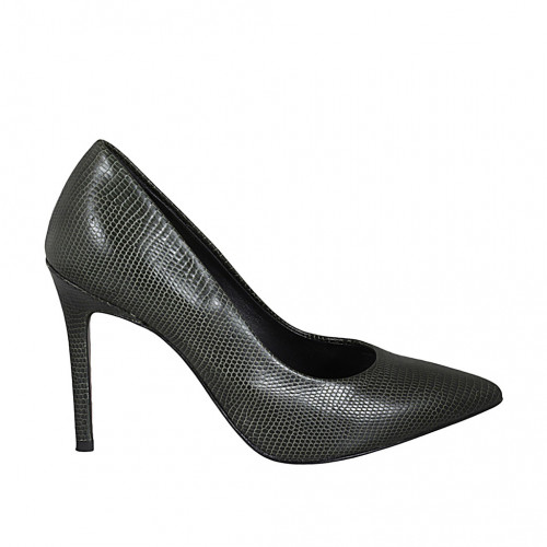 Woman's pointy pump in green printed...