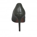 Woman's pointy pump in green printed leather heel 9 - Available sizes:  32, 33, 34, 42, 43, 46