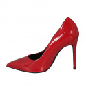 Zapato de salon a punta para mujer en charol rojo con tacon 10 - Tallas disponibles:  32, 33, 34, 42, 43, 44