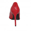 Woman's pointy pump in red patent leather with heel 10 - Available sizes:  32, 33, 34, 42, 43, 44