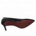 Zapato de salon a punta para mujer en charol negro con tacon 7 - Tallas disponibles:  32, 33, 34, 42