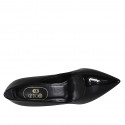 Zapato de salon a punta para mujer en charol negro con tacon 7 - Tallas disponibles:  32, 33, 34, 42
