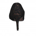 Escarpin pour femmes à bout pointu en cuir bronce et dentelle noir talon 7 - Pointures disponibles:  32