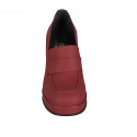 Woman's loafer in matt red leather with platform heel 9 - Available sizes:  42