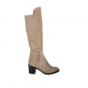 Woman's boot with half zipper in beige suede and elastic material heel 7 - Available sizes:  43