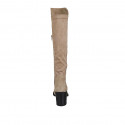 Woman's boot with half zipper in beige suede and elastic material heel 7 - Available sizes:  43