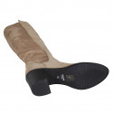 Woman's boot with half zipper in beige suede and elastic material heel 7 - Available sizes:  43
