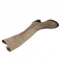 Woman's boot with half zipper in beige suede and elastic material heel 7 - Available sizes:  43