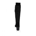 Woman's boot with half zipper in black suede and elastic material heel 7 - Available sizes:  32, 42