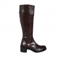 Woman's boot with zipper in brown leather with heel 5 - Available sizes:  33, 34