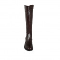 Woman's boot with zipper in brown leather with heel 5 - Available sizes:  33, 34