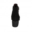 Bottines pour femmes avec semelle amovible, boucle, elastique et fermeture éclair en daim noir talon 5 - Pointures disponibles:  42