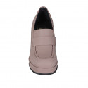 Woman's loafer in matt nude leather with platform heel 9 - Available sizes:  32, 33, 34, 42, 43, 45, 46