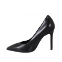 Escarpin à bout pointu pour femmes en cuir noir avec talon 10 - Pointures disponibles:  32, 34, 43, 45, 46