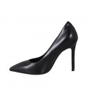 Zapato de salon a punta para mujer en piel negra con tacon 10 - Tallas disponibles:  32, 34, 43, 45, 46