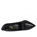 Escarpin à bout pointu pour femmes en cuir noir avec talon 10 - Pointures disponibles:  32