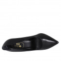 Woman's pointy pump shoe in black leather with heel 10 - Available sizes:  32, 34, 43, 45, 46