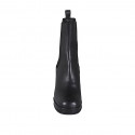 Botines para mujeres con plataforma y elasticos en piel de color negro tacon 9 - Tallas disponibles:  43