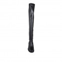 Woman's thighhigh boot in black leather and elastic material heel 5 - Available sizes:  34, 43