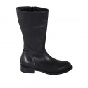Woman's low boot in black leather with zipper heel 3 - Available sizes:  32, 42