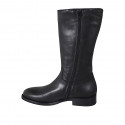 Woman's low boot in black leather with zipper heel 3 - Available sizes:  32, 42
