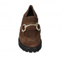 Woman's mocassin with accessory in brown suede heel 5 - Available sizes:  45