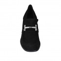 Mocasín para mujer en gamuza negra con accesorio tacon 6 - Tallas disponibles:  32, 33, 42, 43, 44