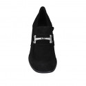 Mocassin pour femmes en daim noir avec accessoire talon 6 - Pointures disponibles:  32, 33, 42, 43, 44