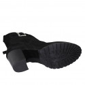 Bottines pour femmes avec fermeture éclair et boucle en daim noir talon 7 - Pointures disponibles:  42