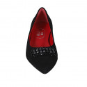 Bailerina puntiaguda para mujer en gamuza negra con accessorio estras tacon 2 - Tallas disponibles:  32, 33, 34, 44