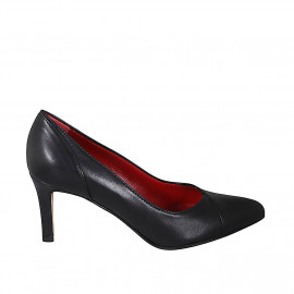Escarpin pour femmes avec bout pointu en cuir noir talon 7 - Pointures disponibles: 32