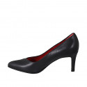 Escarpin pour femmes avec bout pointu en cuir noir talon 7 - Pointures disponibles:  32