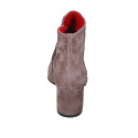 Woman's pointy ankle boot with zipper in taupe suede heel 6 - Available sizes:  42, 44