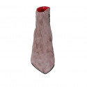 Woman's pointy ankle boot with zipper in taupe suede heel 6 - Available sizes:  42