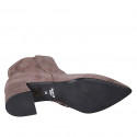 Woman's pointy ankle boot with zipper in taupe suede heel 6 - Available sizes:  42