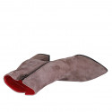 Bottines à bout pointu pour femmes avec fermeture éclair en daim taupe talon 6 - Pointures disponibles:  42