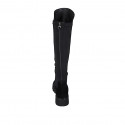 Woman's knee-high boot in black suede and elastic fabric with half zipper and backside zipper heel 4 - Available sizes:  32, 33, 34, 43, 44, 45