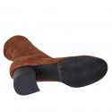 Bottines pour femmes en daim y matériau elastique cognac talon 5 - Pointures disponibles:  33, 43, 45