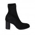 Woman's ankle boot in black elastic material and suede heel 7 - Available sizes:  33, 43, 44