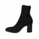 Bottines pour femmes en daim et matériau élastique noir talon 7 - Pointures disponibles:  33, 43, 44