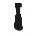 Botines para mujer con cremallera en gamuza y material elástico negro tacon 5 - Tallas disponibles:  32, 33, 45
