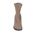 Bottines pour femmes en daim et matériau élastique beige talon 7 - Pointures disponibles:  33, 43, 44, 46